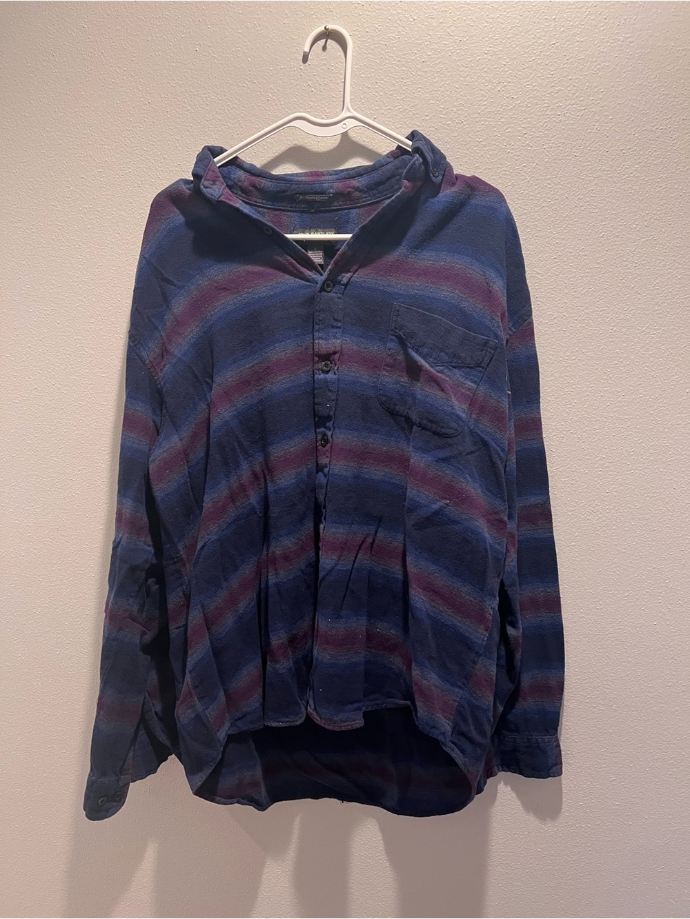 Striped Button-Up Top in Navy and Burgundy